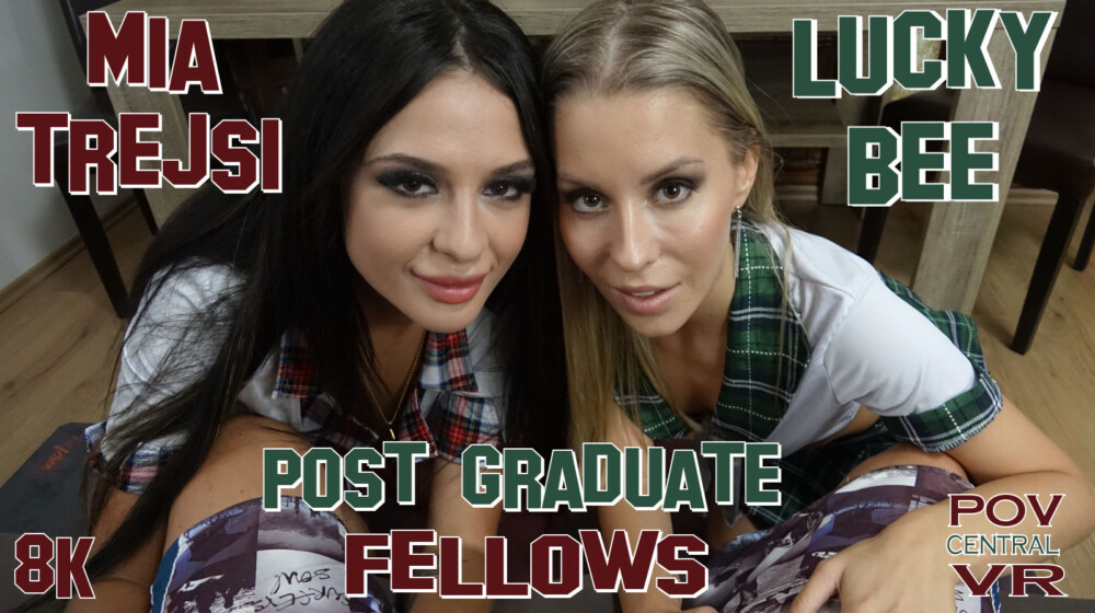 Mia Trejsi and Lucky Bee: Post Graduate Fellows VR porn video from POV Central VR studio